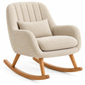 Fauteuil à bascule beige à dossier haut rainuré et coussin rectangulaire
